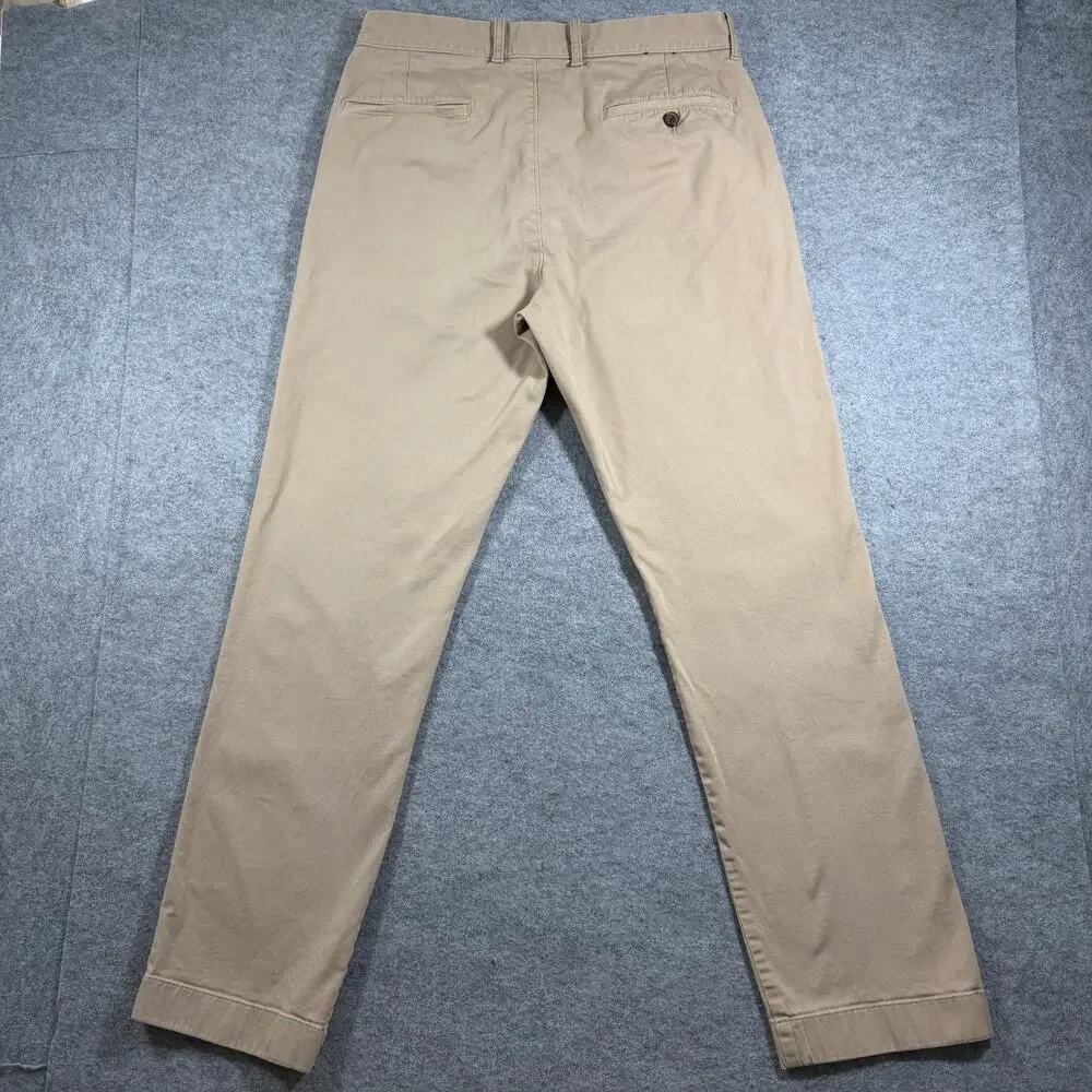 J.Crew Flex Chino Pants Mens 32x32 Khaki Straight Fit Stretch Cotton Preppy